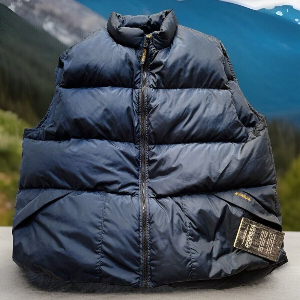 $540‎ Woolrich Down Vest Navy Blue Premium Padded Multiple Pockets NWT